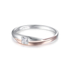 Rose And White Diamond Rose Gold Wedding Couple Rings Set for Promise
